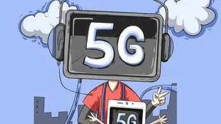 蓝色系卡通手绘风互联网科技5g配图