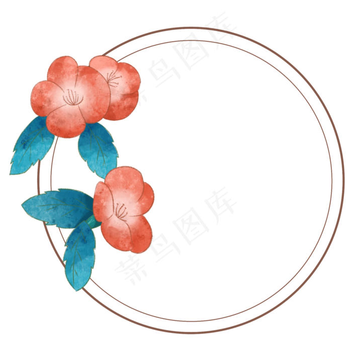 水彩植物花朵边框(2000X2000(DPI:300))psd模版下载