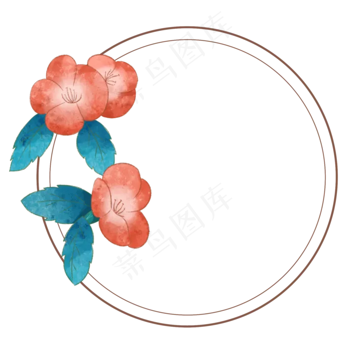 水彩植物花朵边框(2000X2000(DPI:300))psd模版下载