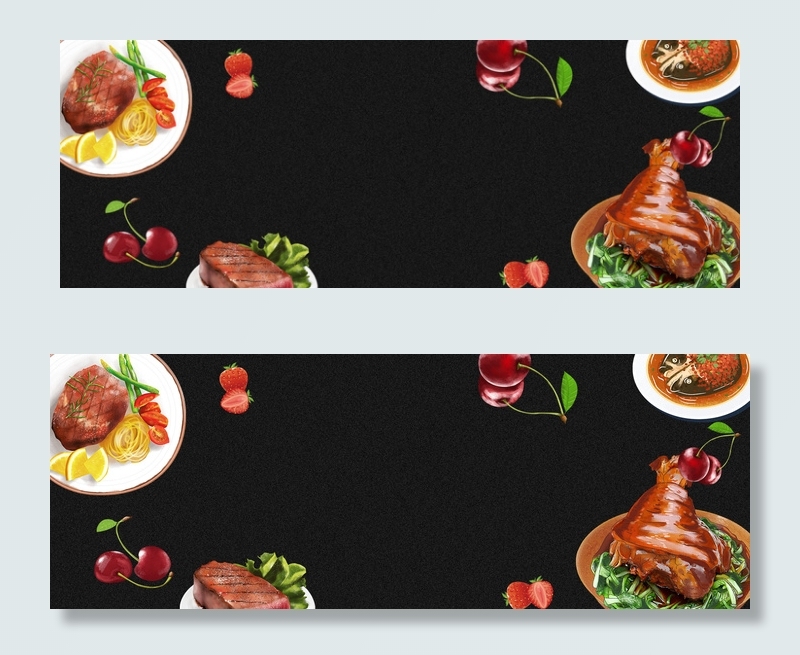 美食俯视大气文艺黑色banner517吃货节(1920*700px 	       )psd模版下载