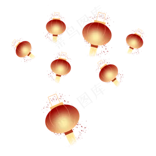 中秋庆典灯笼漂浮元素装饰,免抠元素