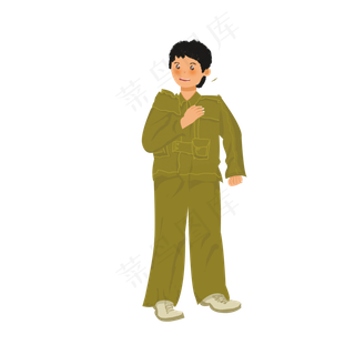 穿军装开心的小男孩