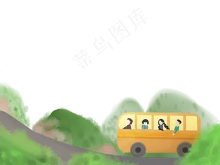春天自家绿色旅行面包车装饰底框