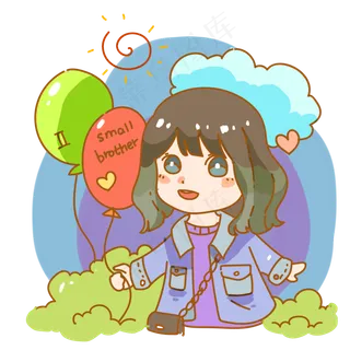 牵着气球的小女孩