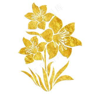 中国风传统烫金鲜花花纹装饰图之,免抠元素