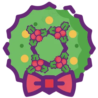 圣诞节卡通蝴蝶结花环花束meb