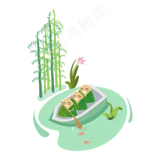 绿色龙舟端午节