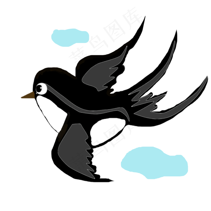 水墨飞翔的燕子插画