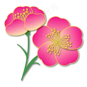 粉色立体剪纸樱花素材