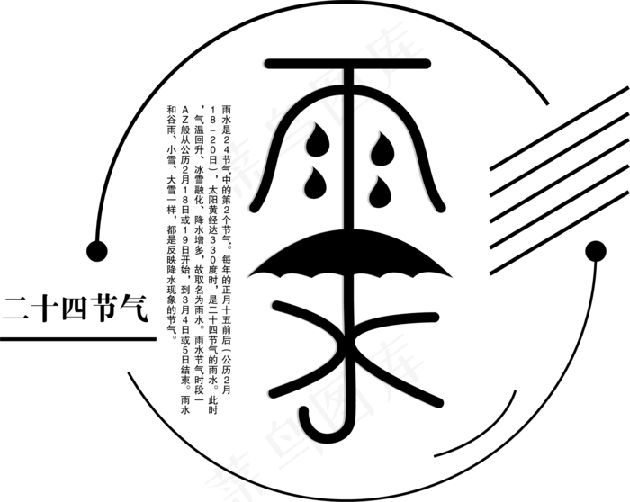 二十四节气雨水艺术字,免抠元素艺术字(2098*1672px)ai矢量模版下载
