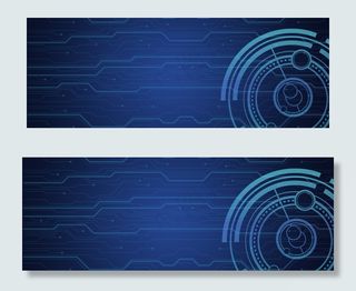 炫酷商务科技深蓝色扁平展板banner