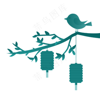 墨绿色枝头小鸟