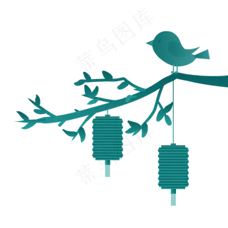 墨绿色枝头小鸟