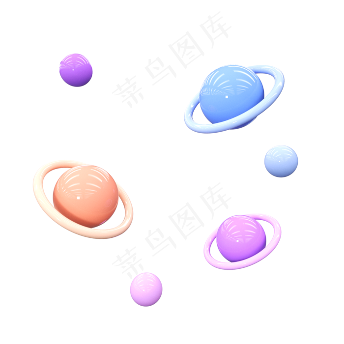 C4D立体卡通快乐星球,免抠元素(2000*2000px 300 dpi )