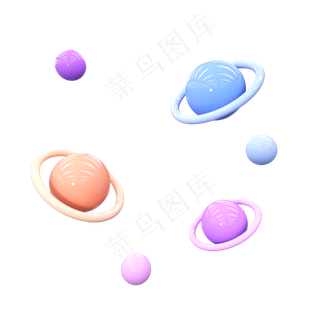 C4D立体卡通快乐星球,免抠元素