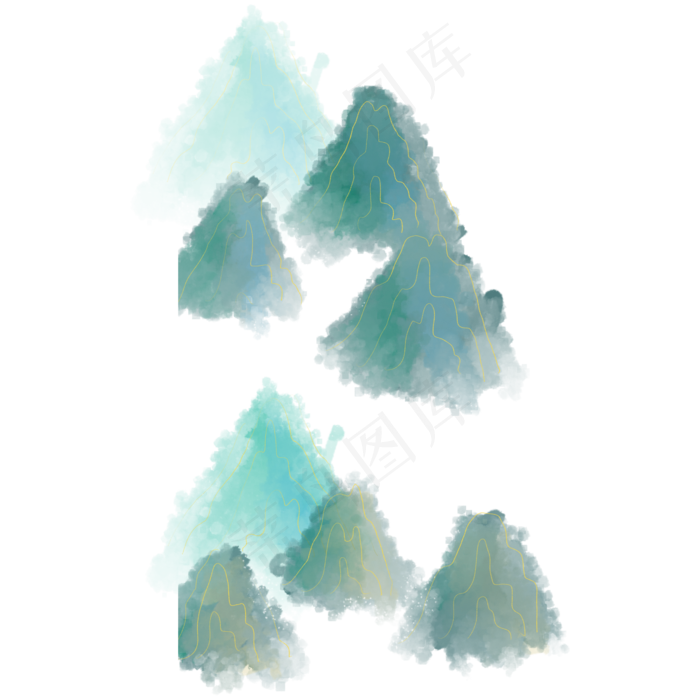 青色绿色山峰(2000X2000(DPI:300))psd模版下载