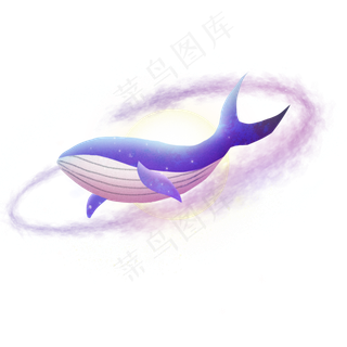 梦幻手绘星空鲸鱼月亮,免抠元素