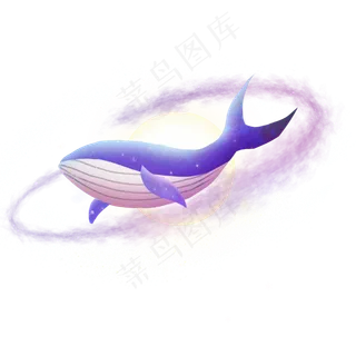 梦幻手绘星空鲸鱼月亮,免抠元素
