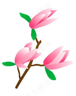 矢量免扣卡通玉兰花,免抠元素