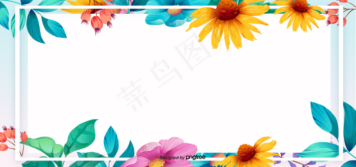 春季花卉蓝色背景