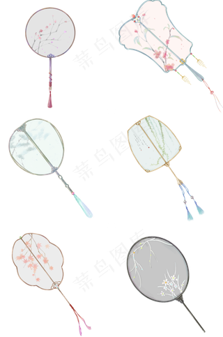 中国风水彩复古扇子