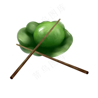 清明节吃青团手绘装饰,免抠元素