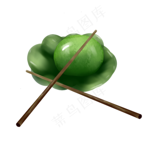 清明节吃青团手绘装饰,免抠元素