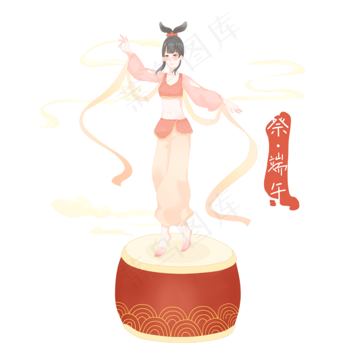 端午节古风女孩跳舞(3000X3000(DPI:300))psd模版下载