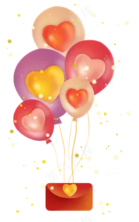 红色信封和彩色气球