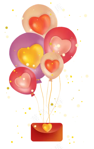 红色信封和彩色气球