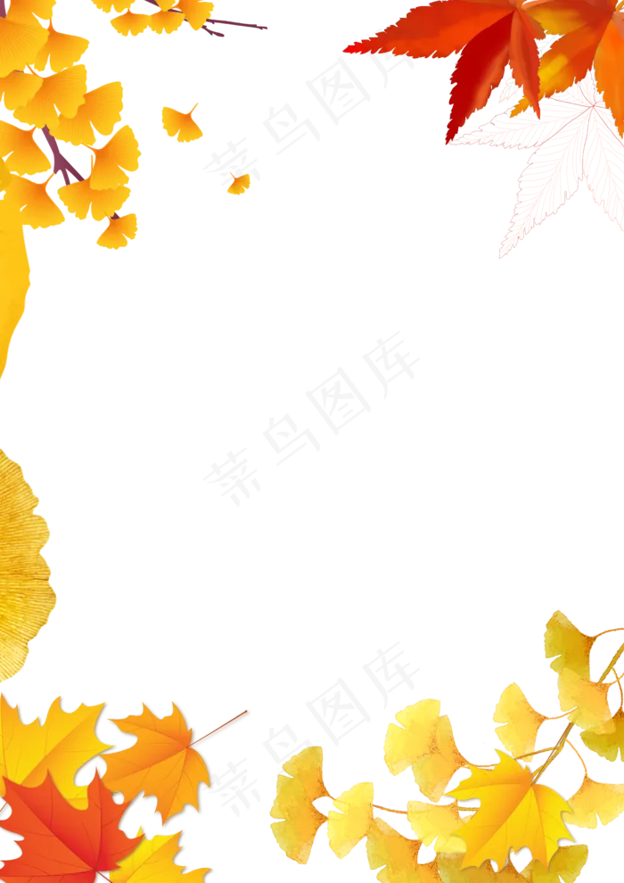 黄色秋叶树叶边框(2480X3508(DPI:300))psd模版下载