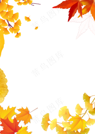 黄色秋叶树叶边框
