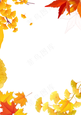 黄色秋叶树叶边框