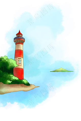 水彩灯塔