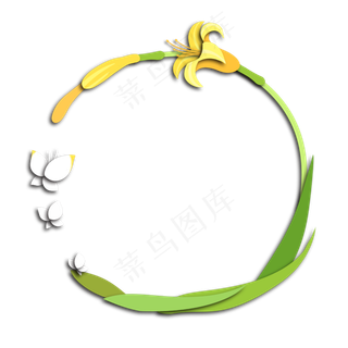 母亲节边框萱草蝴蝶