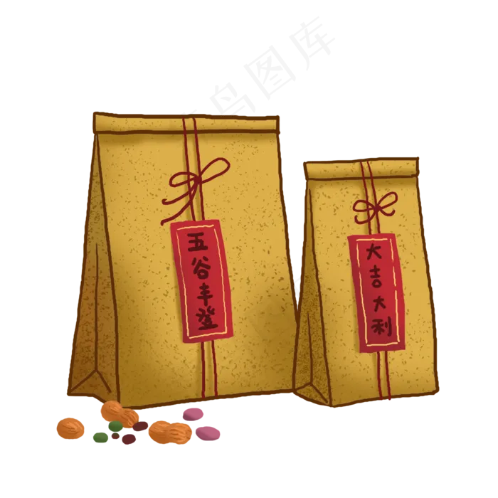 春节礼品袋粮食礼包PNG免抠素材(2000*2000px 300 dpi )psd模版下载