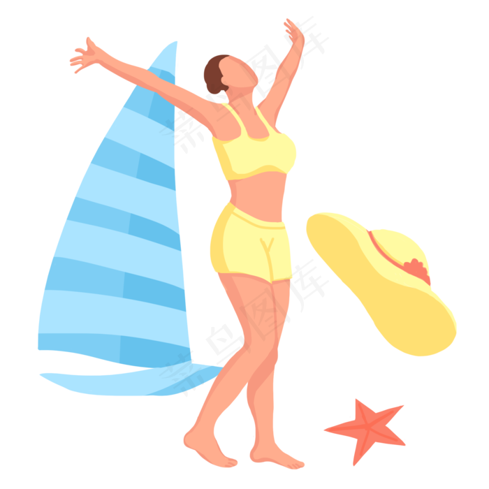 立夏休闲卡通插画