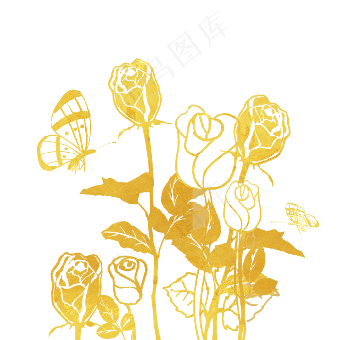 金色玫瑰花蝴蝶