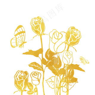 金色玫瑰花蝴蝶