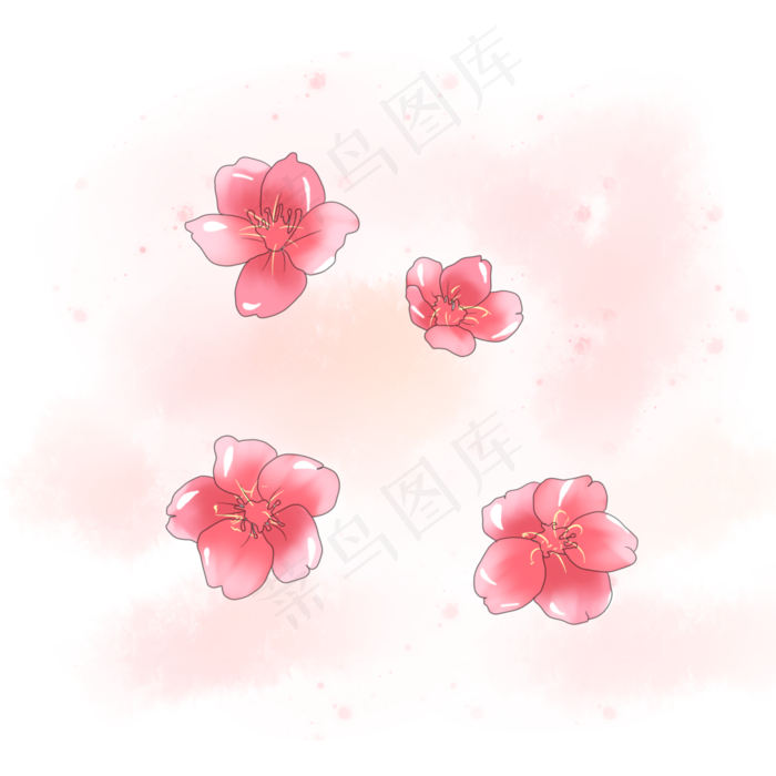 粉色花春天多手绘装饰