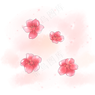 粉色花春天多手绘装饰