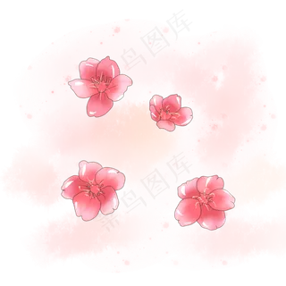 粉色花春天多手绘装饰