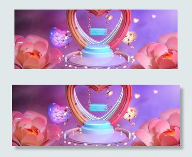 C4D七夕节电商展台