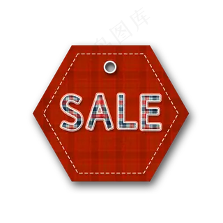 圣诞节红色格子促销吊牌