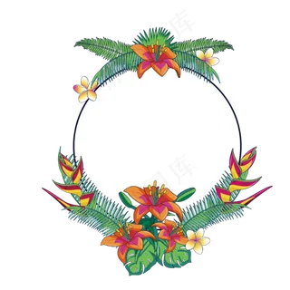 夏至装饰花环矢量免抠图