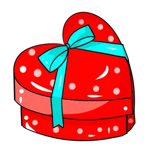 红色手绘圆弧心形礼盒元素,免抠元素