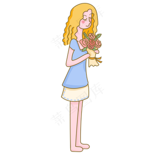 七夕情人节玫瑰花女孩裙子浪漫可