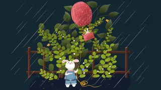 节日节气清明兔子与花草