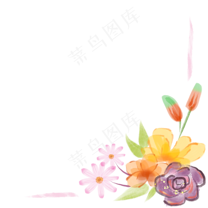 水彩花朵边框