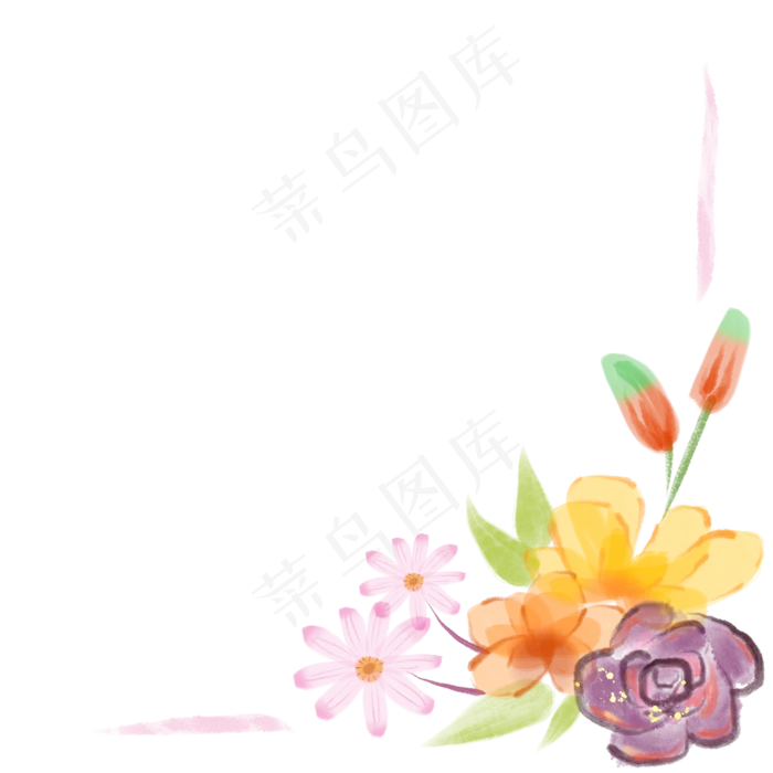 水彩花朵边框(2000X2000(DPI:300))psd模版下载